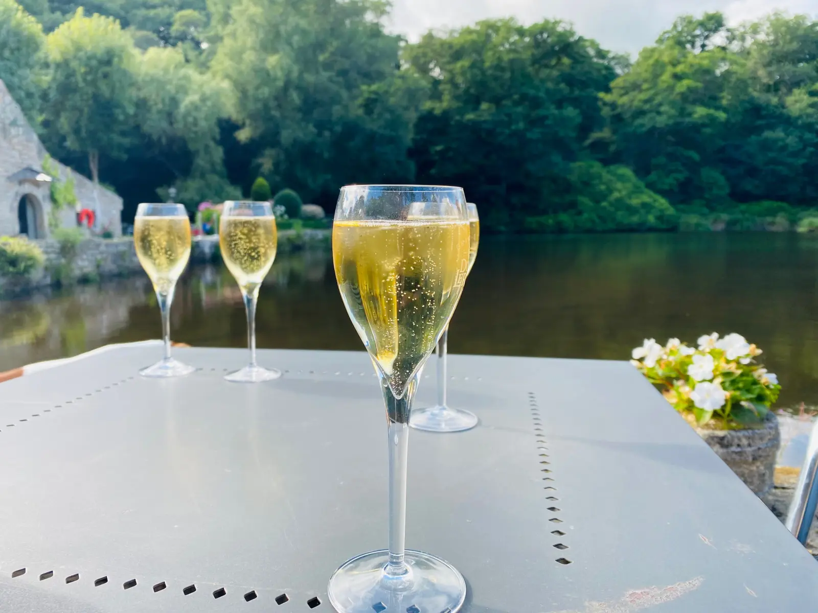 Coupes de champagne aux moulins du duc