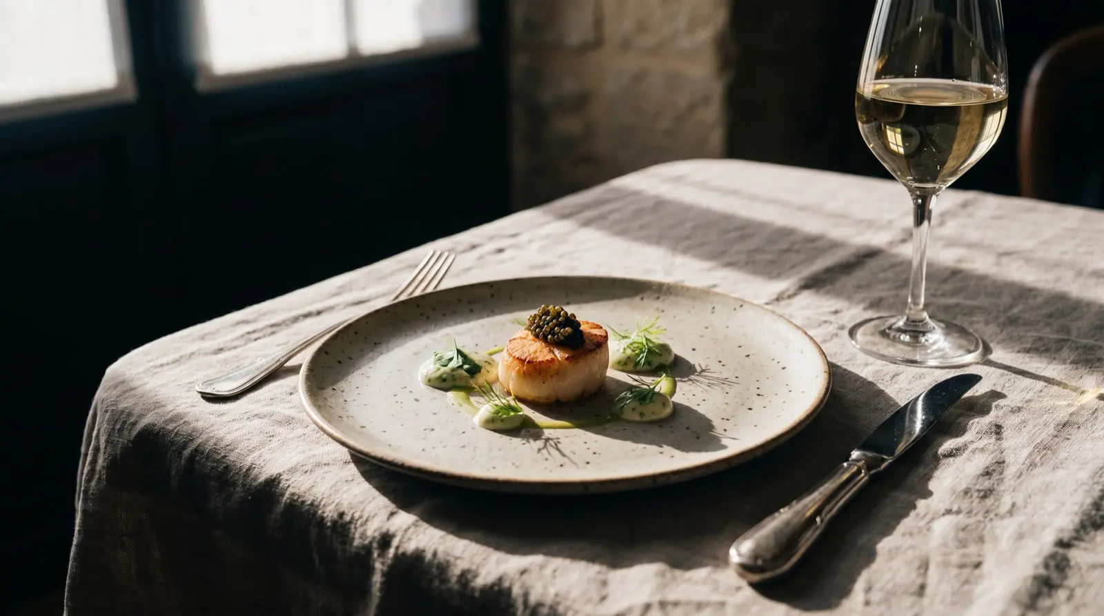 Assiette de cuisine gastronomique dressée avec finesse dans un restaurant